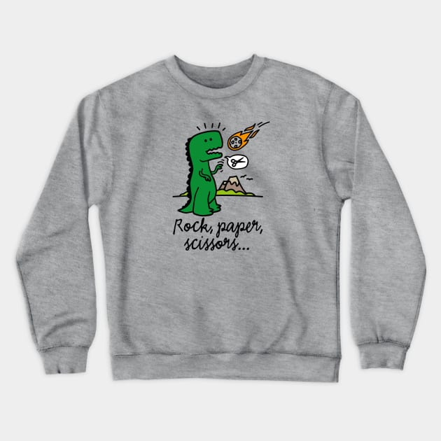 Rock paper scissors funny Dinosaur T-rex stone Crewneck Sweatshirt by LaundryFactory